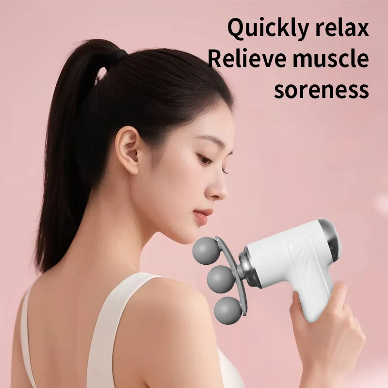 1 Pcs Random Color 6 Speed Mini Massage Gun 3-head Big Area Deep Tissue Percussion Relieve Fatigue Wireless Electric Massage Gun