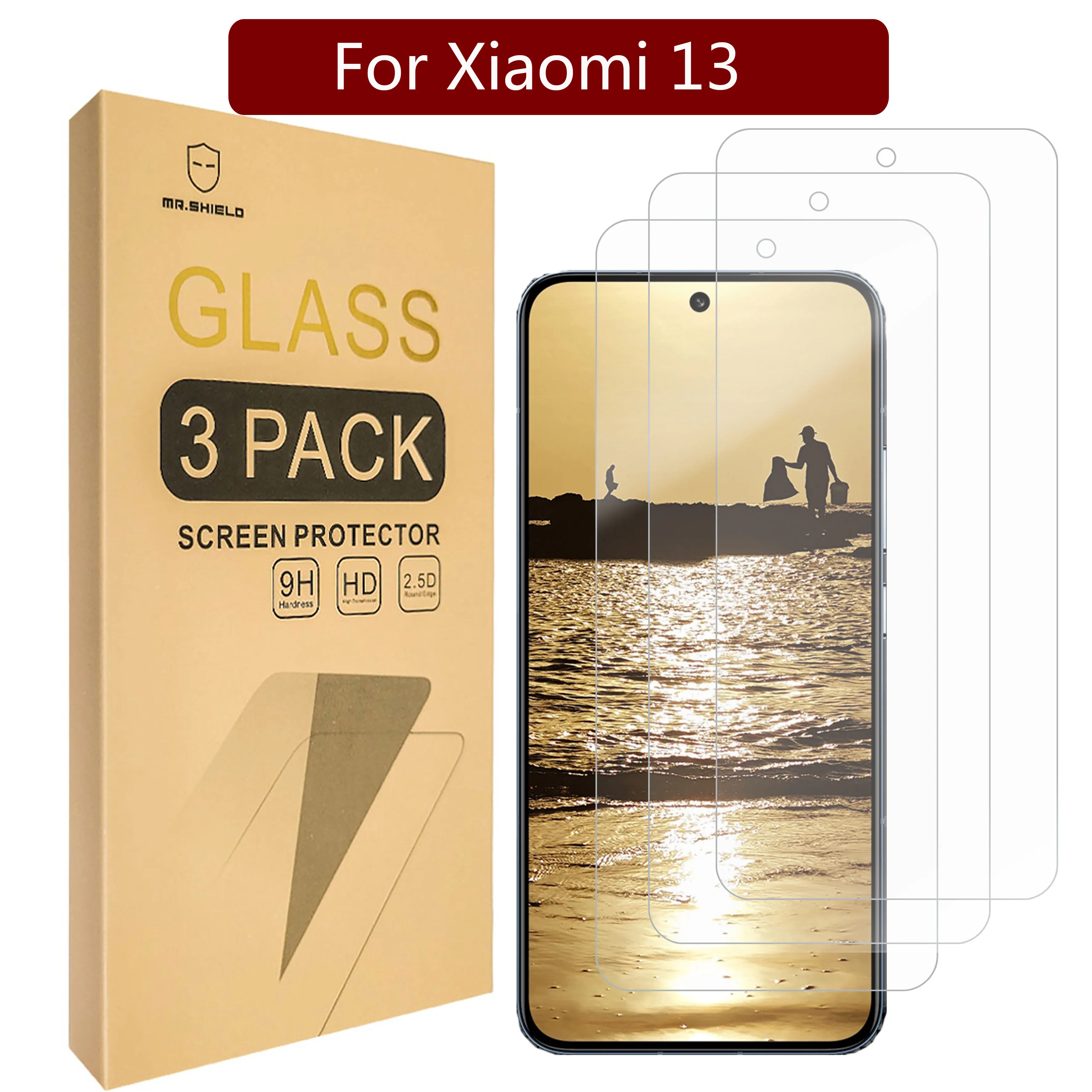 

Mr.Shield [3-Pack] Designed For Xiaomi 13 [Tempered Glass] [Japan Glass with 9H Hardness] Screen Protector