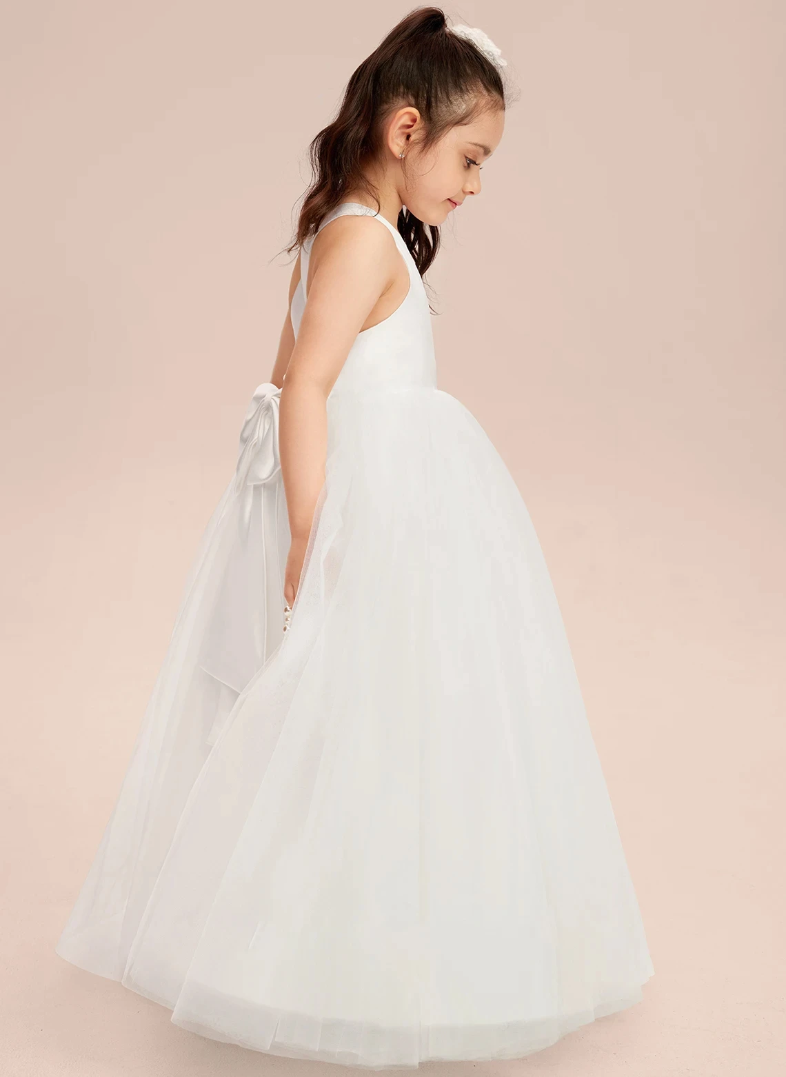 YZYmanualroom Tulle Flower Girl Dress Ball-Gown/Princess Square Floor-Length White Ｍesh　Dress