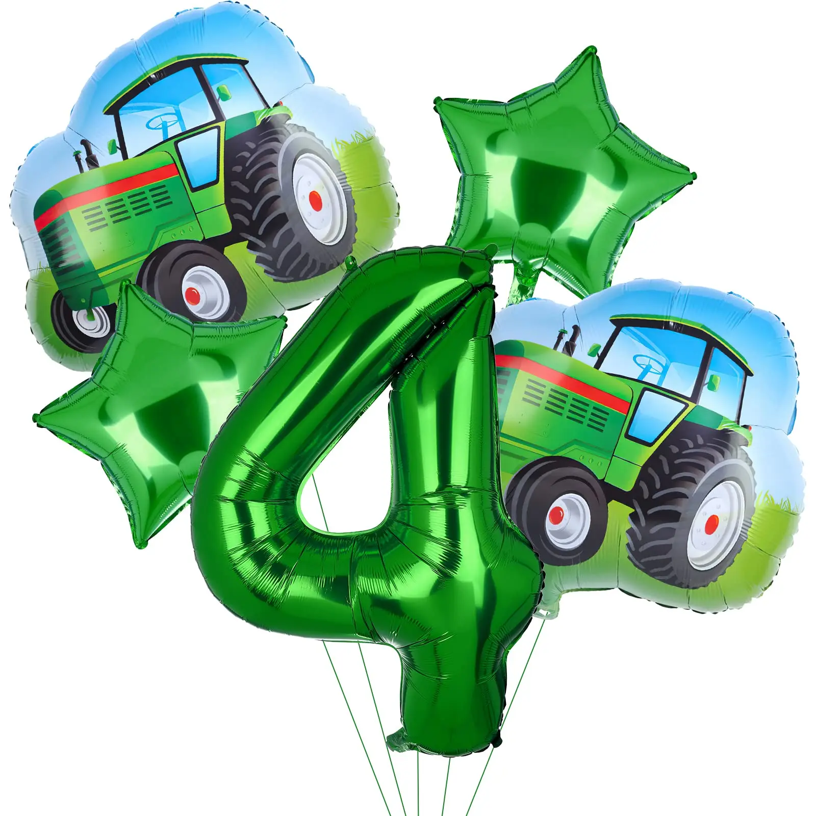 Farm Tractor Party Decor Set - Tableware, Napkins, Tablecloth, Banner, Balloons & Cake Topper