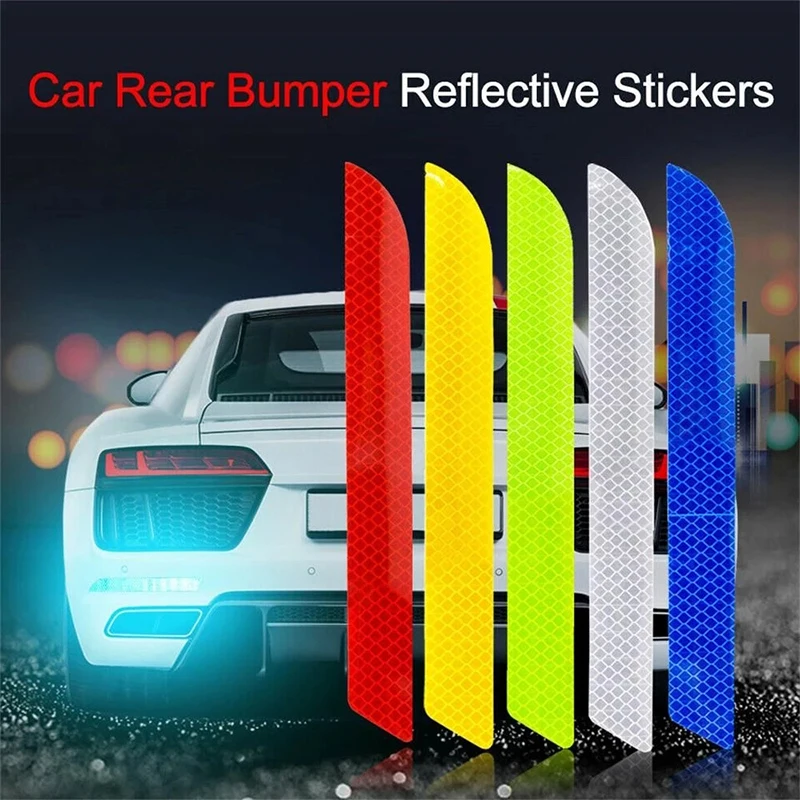 Car Bumper Reflective Safety Strip Stickers 2pcs/set Car Rear Bumper Reflective Sticker Warning Safety Tape
