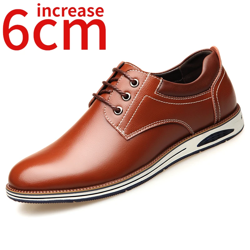 

Height Increase 6cm Men Shoes Spring/autumn Breathable Genuine Leather Heightening Shoes Outdoor Casual Sport Elevator Shoes Men