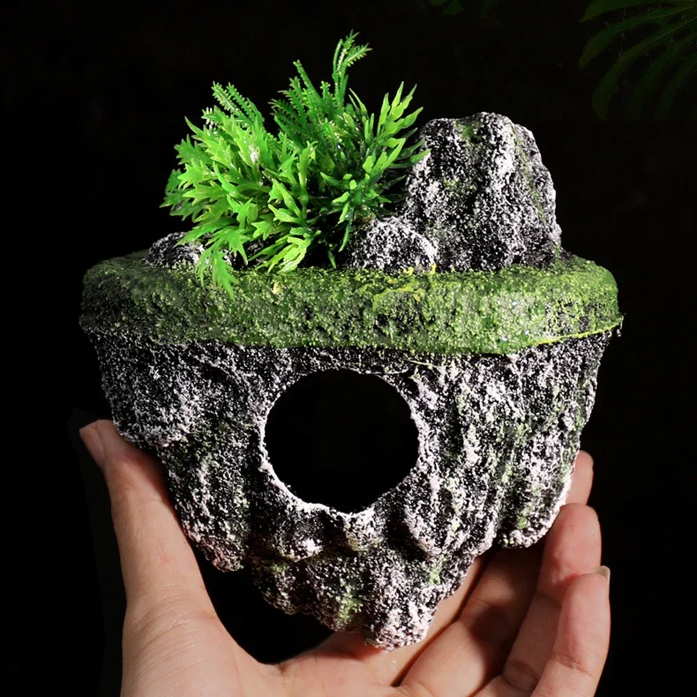 Floating Stone Fish Tank Ornaments - Decorative Aquarium Plants & Caverns Accessories