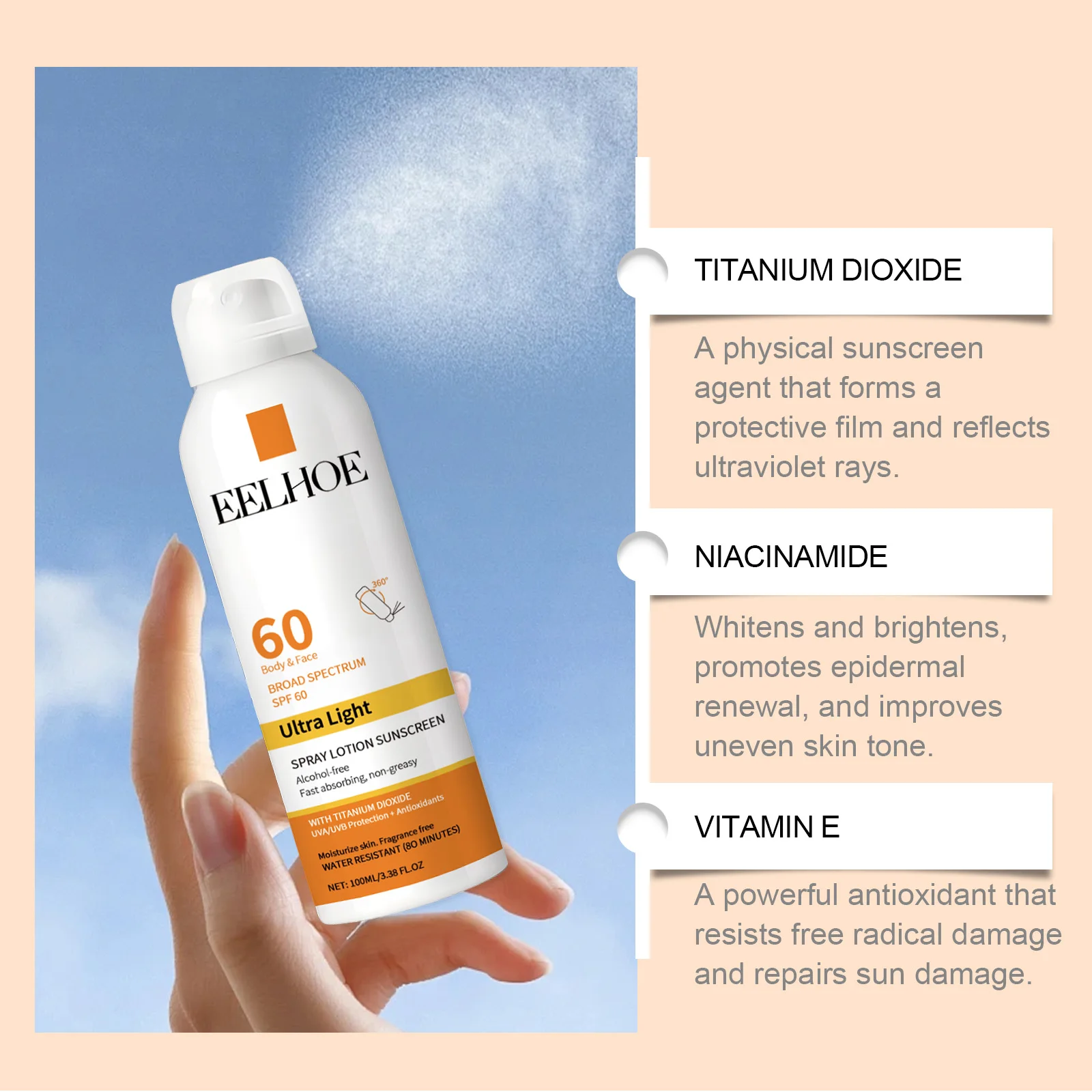 Sunscreen Spray Spf50 Waterproof Facial Body Long Lasting Sun Block Isolation Mist UV Protector Brightning Moisturizer Skin Care 5