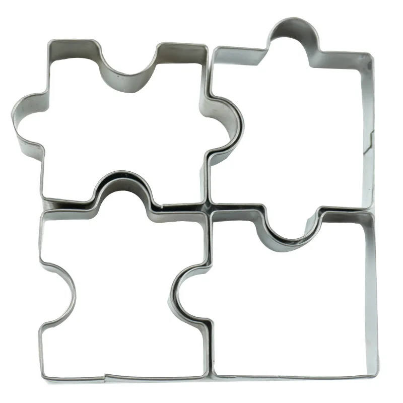 4pcs/set Stainless Steel Biscuit Cutter Puzzle Piece Mold Cutter  Cookie  Cake Frame Mould Pastry Baking Tools Accessories