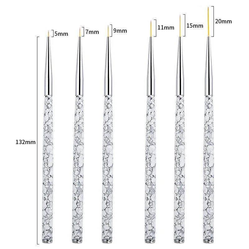 Nail Art Liner Brush Set 6PCS White Marble Pattern French Stripe Line Painting Drawing Flower Pen nail art tools nail art pen nail art brush