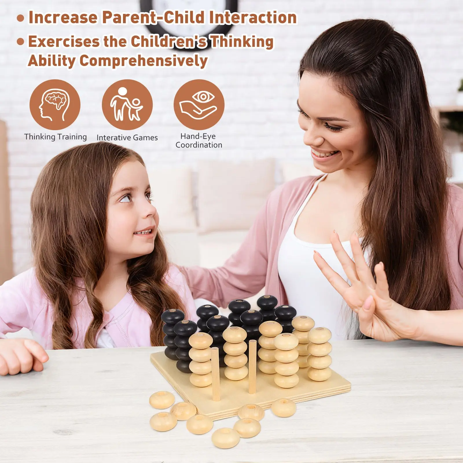 Sizi Chess Toys Interactive Board Game Fold Brain Teaser Educational Bamboo Kids