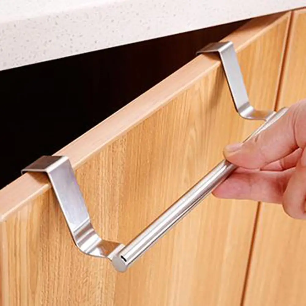 Cabinet Surface Towel Rack Space-saving Stainless Steel Towel Rack Versatile Holder for Kitchen Bathroom Storage Punch-free