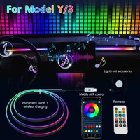 133CM Full Coverage LED Dashboard Ambient Light APP LED RGB Center Console Strips Neon Lighting for Tesla Model Y 3 2017-2024