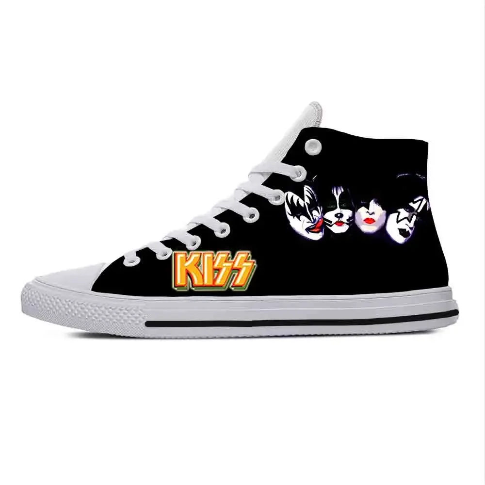 Heavy Metal Rock Band Music Singer Kiss Fashion Casual Cloth Shoes High Top Lightweight Breathable 3D Print Men Women Sneakers