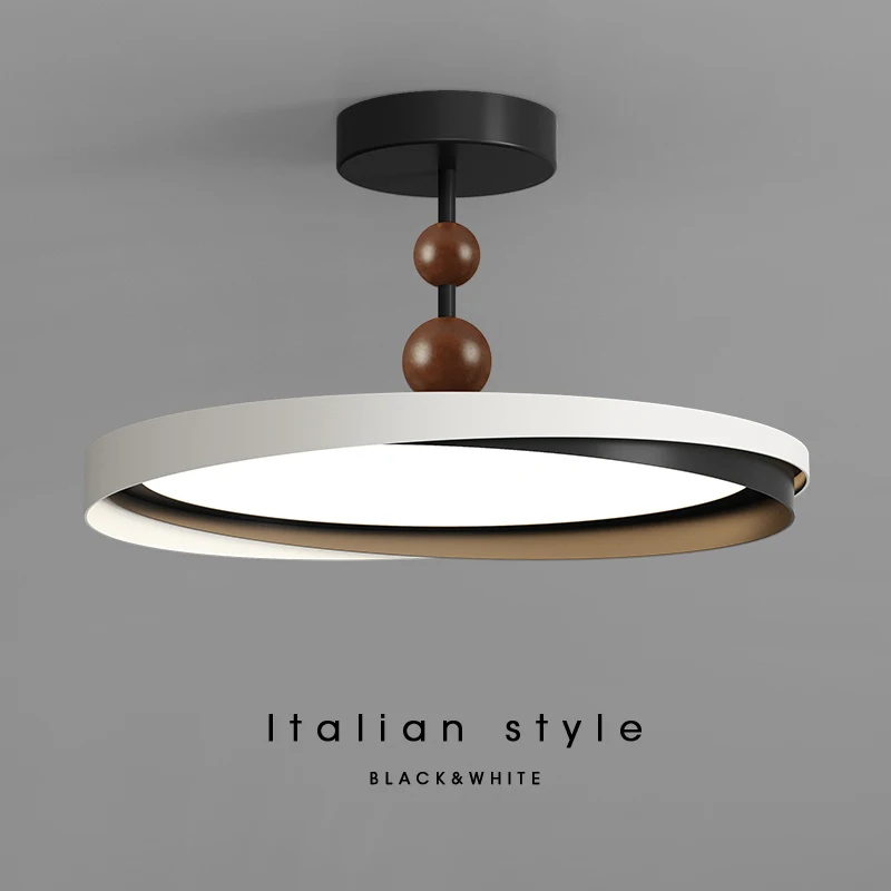Retro Bedroom Ceiling Light Simple Walnut Color Hallway LED Pendant Light Kitchen Study Room Bedside Hanging Lighting Fixture