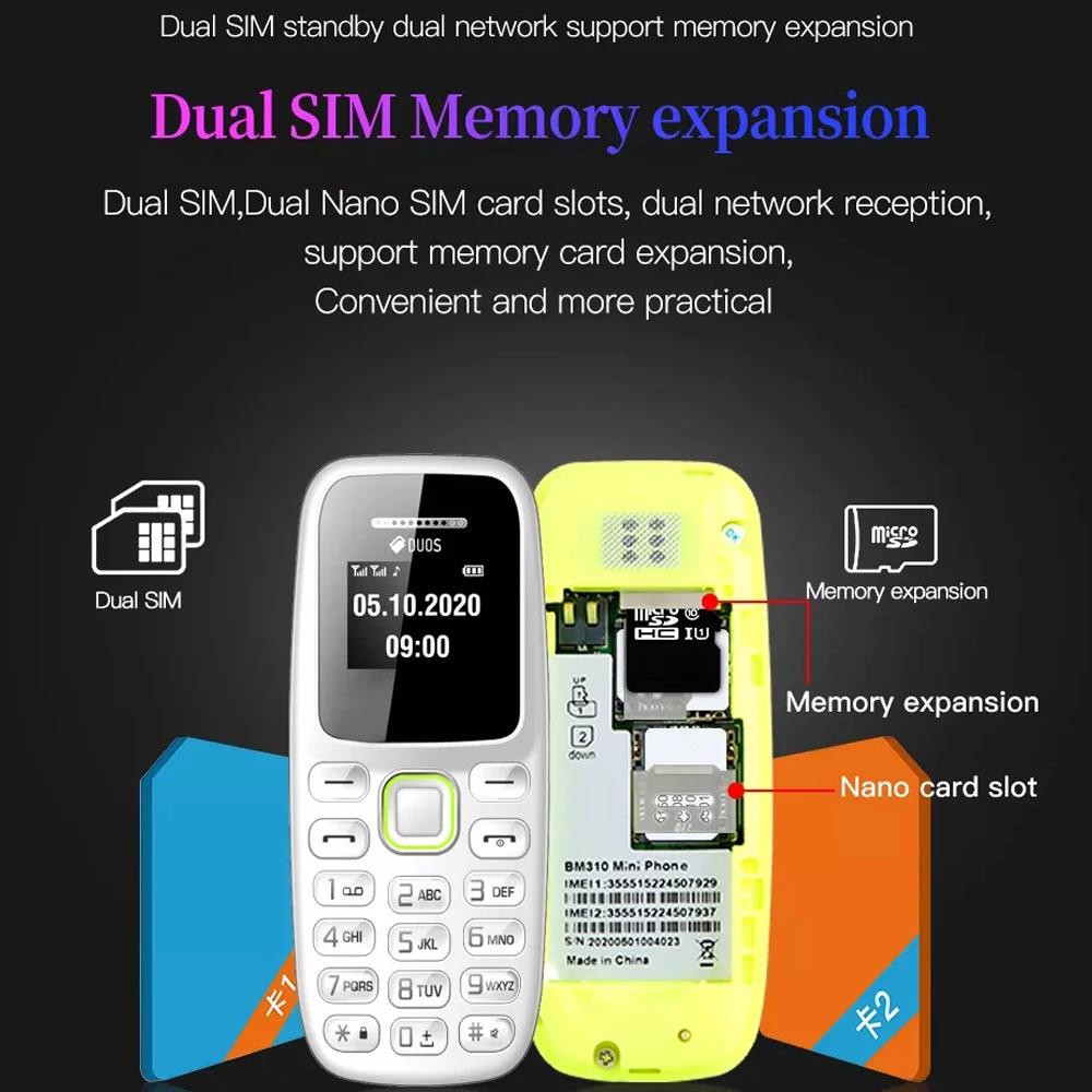 

2024 New 0.66 Inch Phone BM310 Mobile Phone MTK6261D BM310 Mobile Cellphone 2G B310 Mini Dual Card Button Bluetooth Mobile Phone