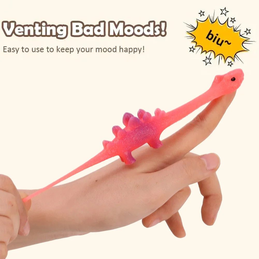 5/10PCS Funny Finger Catapult Dinosaur Slingshot Sticky Wall Toys for Adults and Kids Vent Decompression Catapult Dinosaur Toy 4