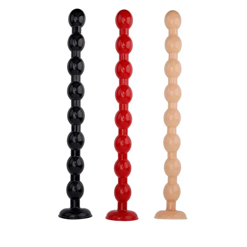 Plug anal souple à billes et long dildo en silicone pour anus_voghion.com