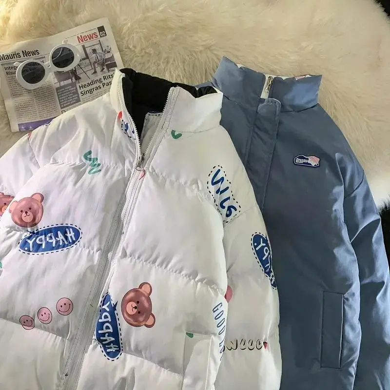2023 New Double-sided Padded Jacket Y2K Winter Thickened Warm Padded Down Jacket Loose Cotton Jacket Women's Jacket Coat