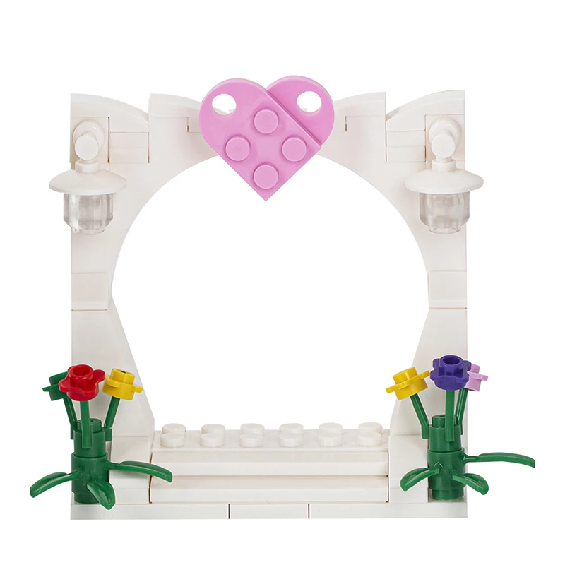 MOC City Series Wedding Arch Streetlight Drum Kit Swing Chair Park Street View Building Blocks Toys For Children Creative Gifts