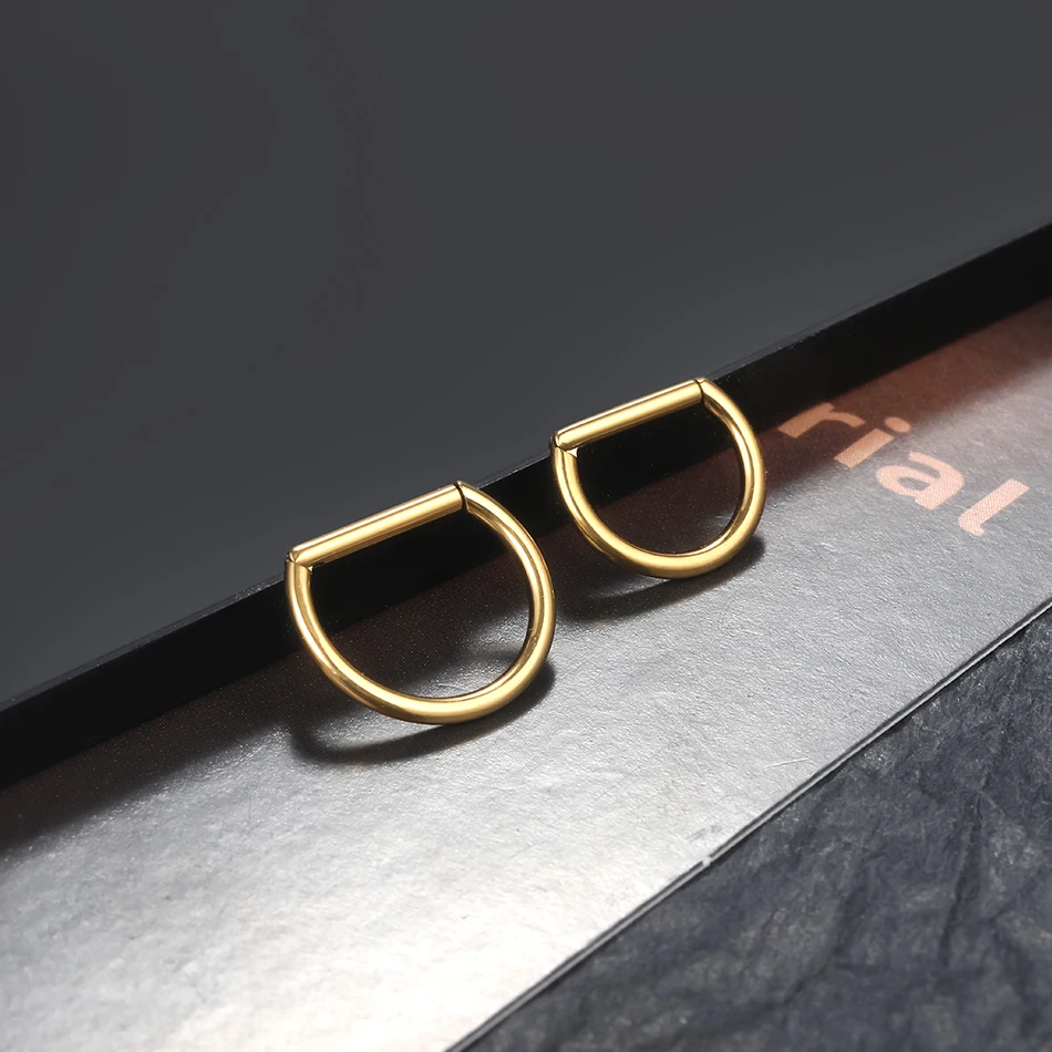 G23 Titanium Piercing D Shape Segment Ring Clicker Ear Cartilage Tragus Helix Lip Nose Hoop Half Ring Jewelry 16G 8/10/12/14mm