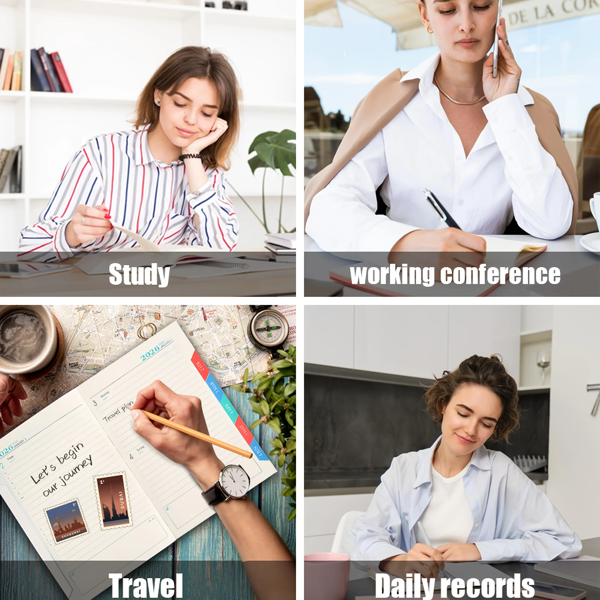 2026 Daily Planner & Calendar Journal 8 Vibrant Colors (Pink/Red/Green/Blue/Purple/Teal) | Durable Modern Gift for Teen