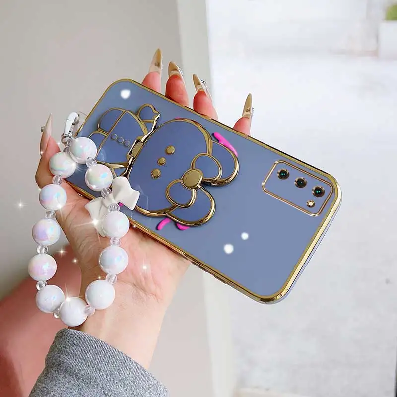 Charming Floral Phone Accessory Set: Case, Lanyard & Rabbit Stand