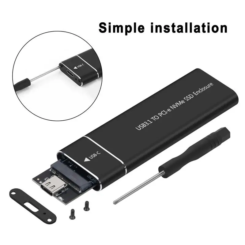 NVMe M2 SSD Enclosure External Case PCIE 10Gbps USB 3.1 Gen2 USB C Adapter Aluminum Box M.2 NVMe Case