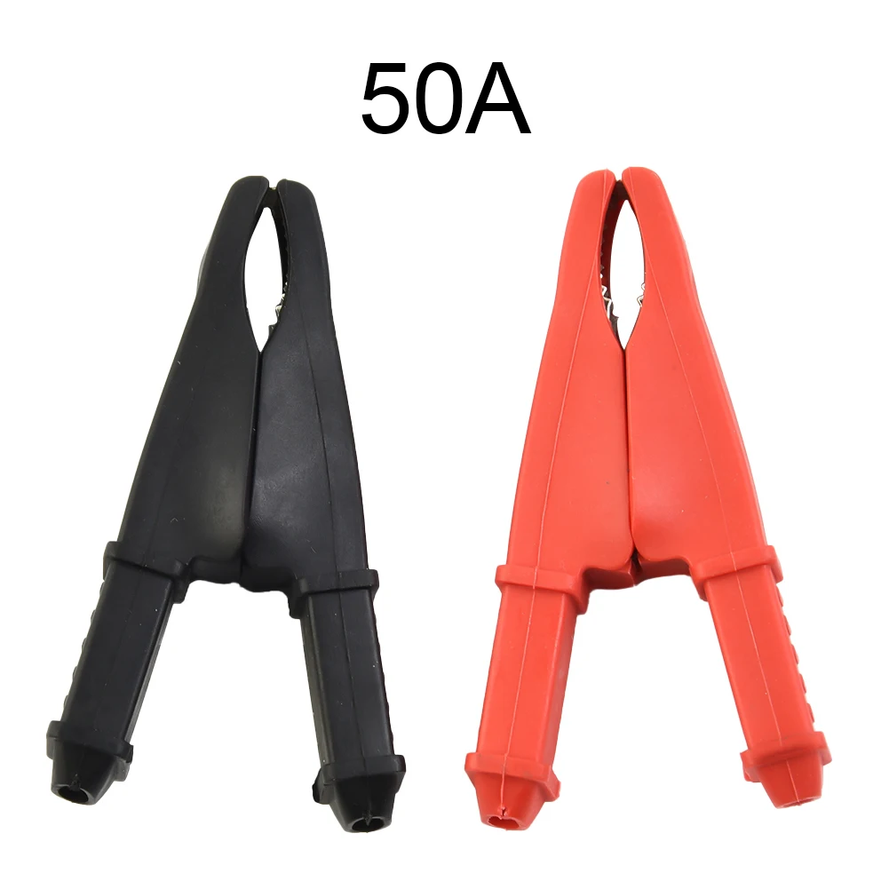 50A 1000V Crocodile Clips Insulated Car Battery Test Lead Clips 75mm Electrical Equipment General Testing 2pcs