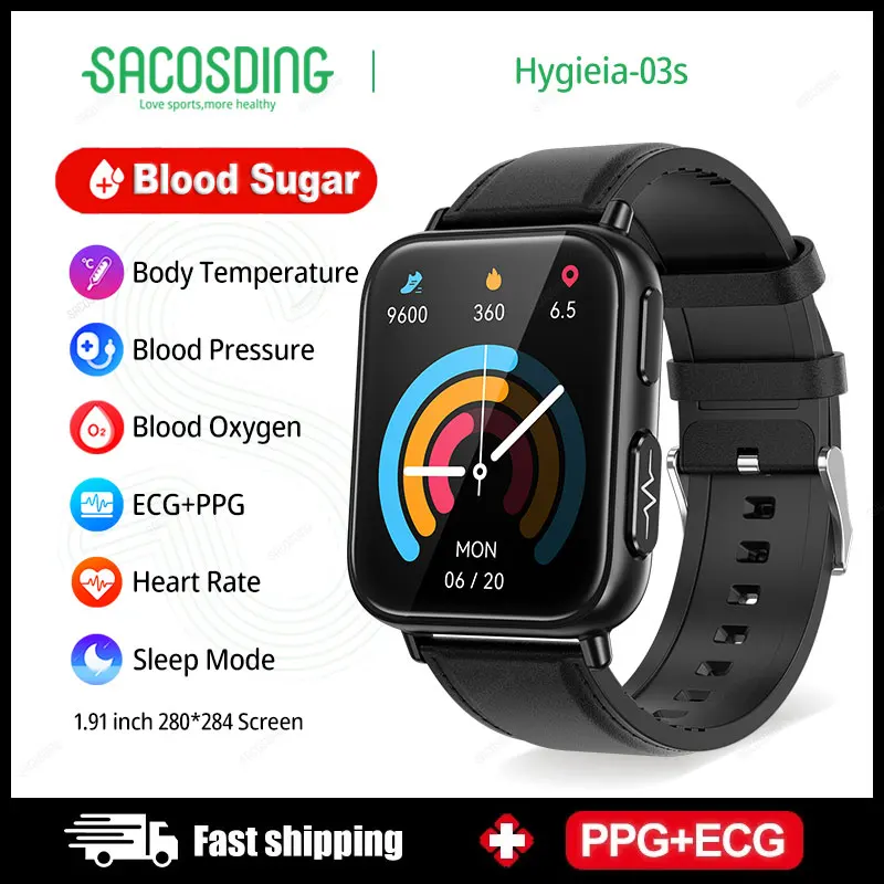 

2023 Noninvasive Blood Sugar ECG+PPG Smart Watch Men Heart Rate Blood Oxygen Health Smartwatch Women Waterproof Sports Watches