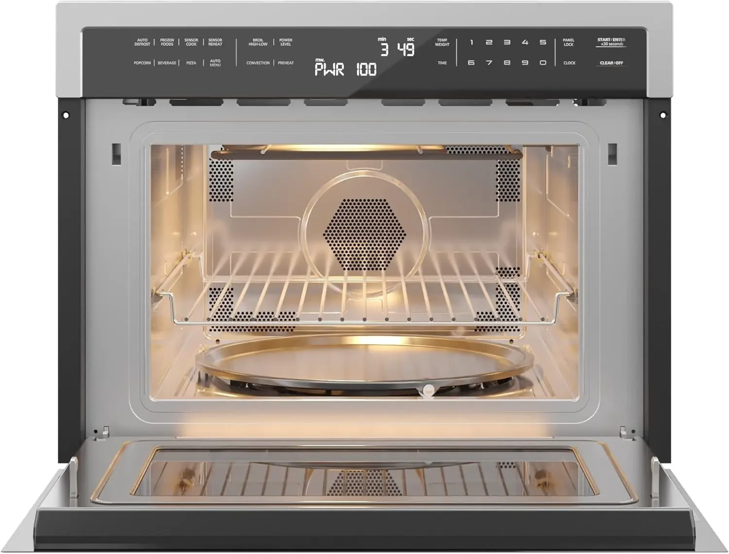 24 Inch Built-in Convection Oven and Microwave Combination with Broil, Soft Close Door, 1000 Watt Power, Stainless Steel Finish, 6
