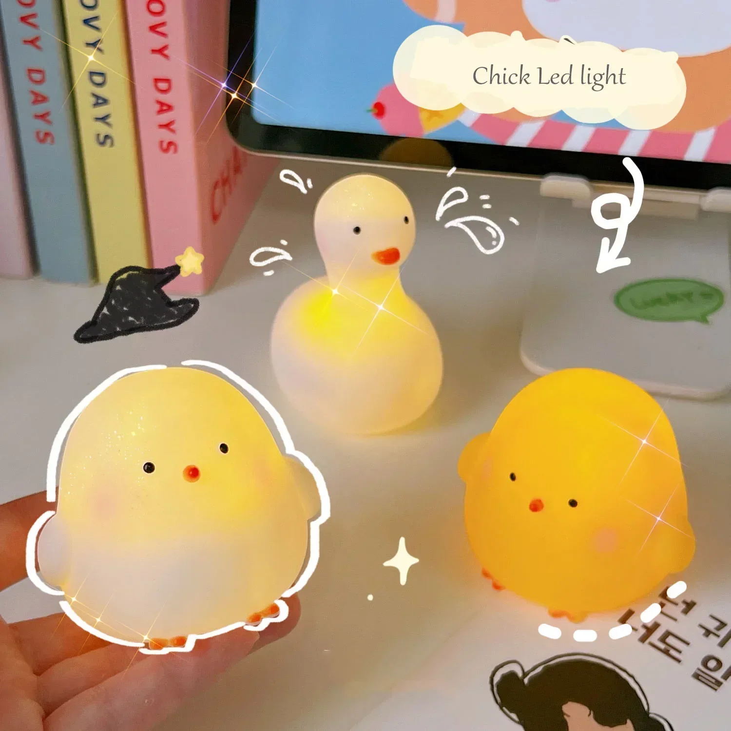

Chick Swan LED Night Light Xmas Gift For Kids Children Bedroom Decoration Bedside Lamp Button Cell Powered Gift Packing