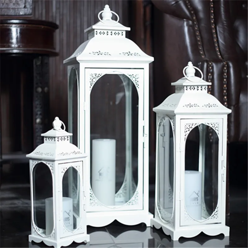 

White Farmhouse Candle Holder Wedding Gothic Lantern Candelabra Holder Classics Vintage Centre De Table Mariage Room Furniture