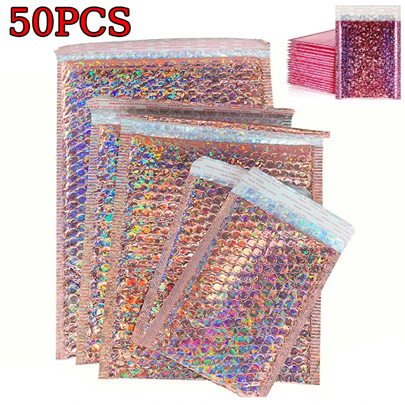 

Конверты из пузырчатой пленки, 50 шт., конверты из пузырчатой пленки для почтовых отправлений, мягкая упаковка для доставки, конверты, курьерские сумки, одежда, экспресс-Упаковочные пакеты