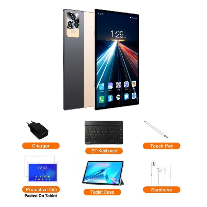 thumbnail image 1 of Tableta Android P70 de 10,1 pulgadas, versión global 2023, Android 12, Bluetooth, 12 GB, 512 GB, diez núcleos, 24 + 48 MP, WPS + 5G, WIFI, gran oferta, portátil, 1 of 5