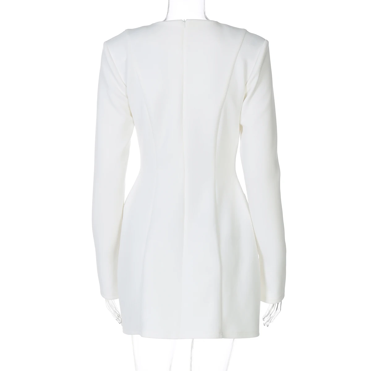 V Neck Long Sleeve Zipper Back A Line Patchwork Mini Solid Women'S Dresses Wholesale Fashion Gown Fashion Winter Clothes