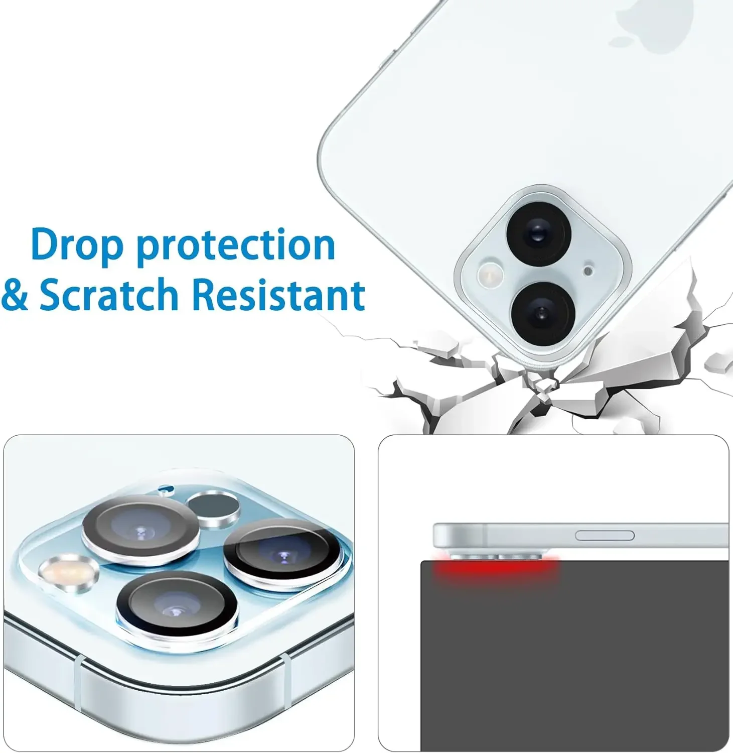 1-5Pcs Tempered Glass Cover Camera Protector for IPhone 15 Plus/15Pro/15 Pro Max Anti-scratch Protective Len Film for Iphone15