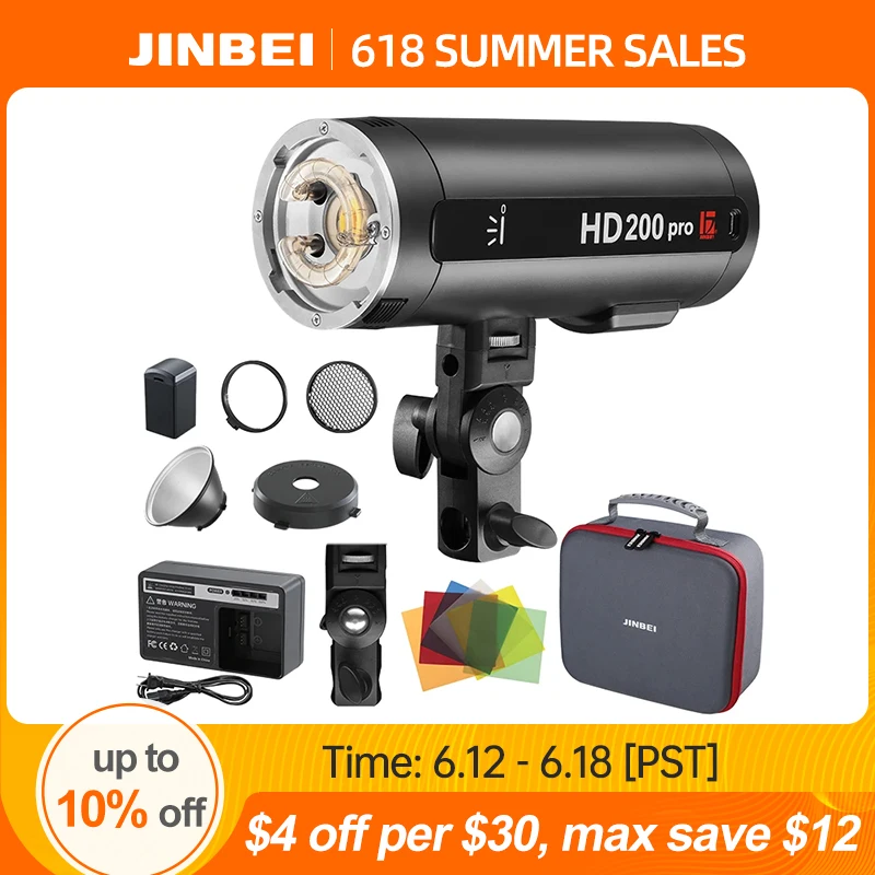JINBEI HD200pro Outdoor Flash Light 200W TTL 2.4G HSS Pocket Speedlite