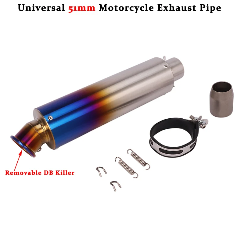 

Universal 51mm Motorcycle Exhaust Pipe Escape Modified Muffler With DB Killer For CBR500 KTM DUKE 390 GSX-S750 Z900 BJ500 NC700