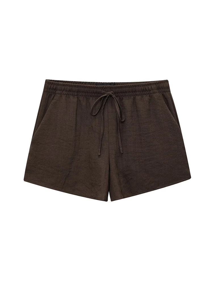 TFMLN Summer New Women's Elegant Shorts Sets Chic V Neck Bow Shoulder Strap Tops Casual Mini Shorts Female Solid Slim Sets