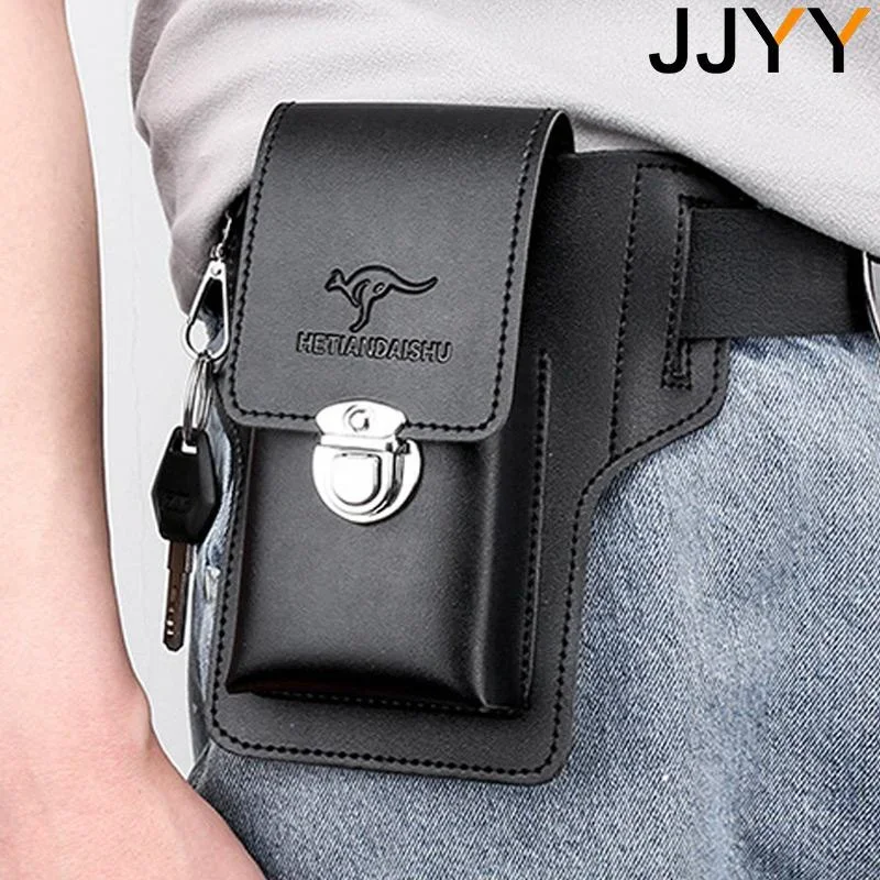 Stonego 1PC Multifunctional Men's Leather Mobile Phone Bag Belt Clip Mobile Phone Case Travel Hiking Mobile Phone Case Belt Bag