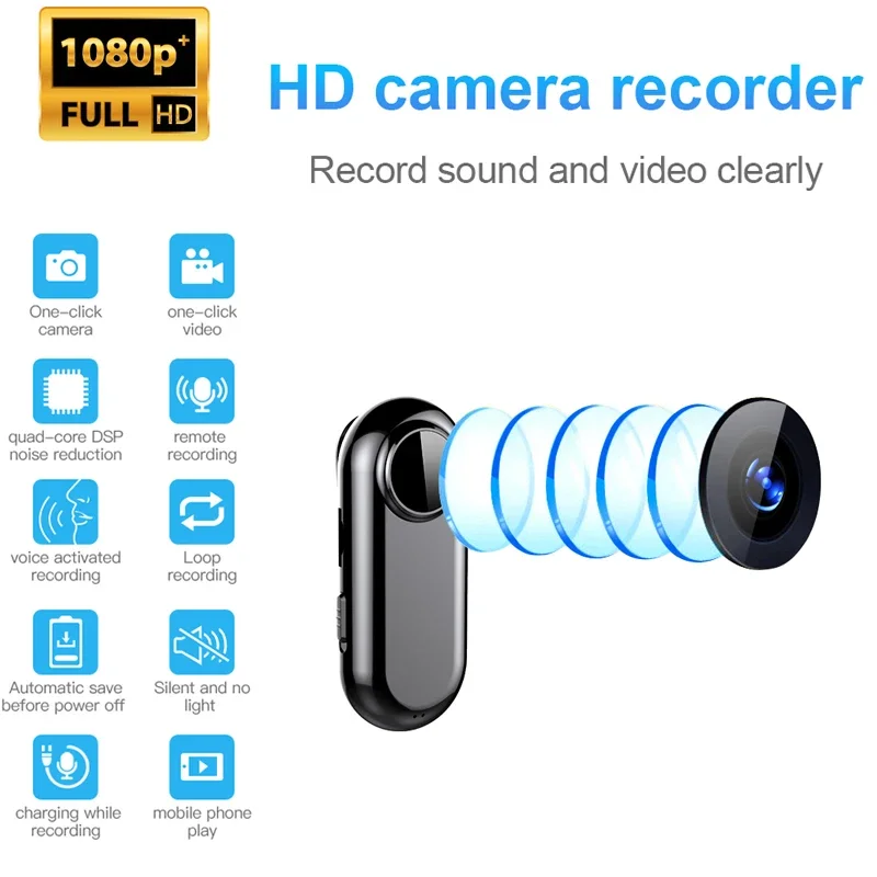 

Mini Body Camera Sports Audio Video Activated Voice Recorder Espia Listenning Device with Microphone 1080P Cam Camcorder 8-128GB