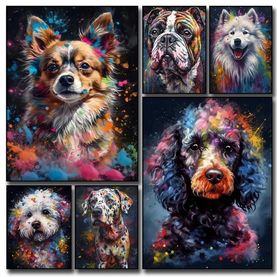 

Граффити роскошный Чихуахуа Тедди собака алмазная живопись новое поступление полная квадратная/круглая вышивка мозаика ручной работы домашний декор WE1889