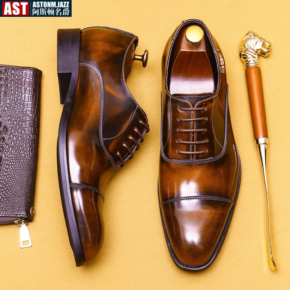 

2024 New High Quality Handmade Oxford Dress Shoes Men Genuine Cow Leather Suit Shoes Footwear Wedding Formal Italian Shoes Hot