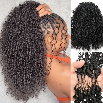 12A Small Spirals Curly Crochet Human Hair Extensions Deep Pixie Curls Crochet Hair Pre Separated Knotless Miracle Knot Braids 1