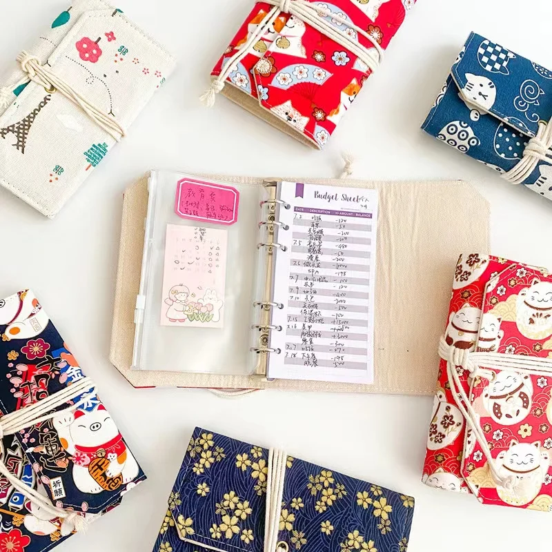 Kawaii Budget Binder Planner Fabric Notebook Binder A6 Binder Notepad