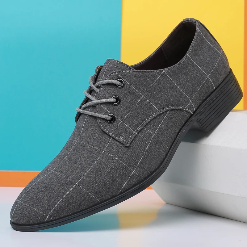 

Big Size 38-48 Linen Pointed Dress Shoes Men Casual Business Office Shoes Man Comfortable Breathable Lace-up Men's Formal Shoes