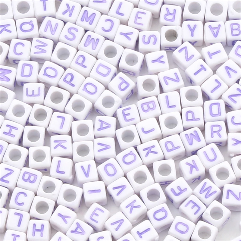 100 stücke 6mm Schwarz Gold Farbe Quadratischen Buchstaben Perlen Zufällig Gemischt Alphabet Acryl Lose Perlen Für DIY Schmuck Machen handwerk – Detail 36
