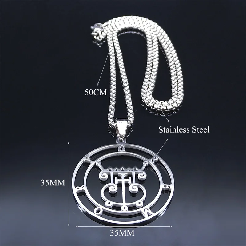 Silver Satan Sigil Stainless Steel Necklace