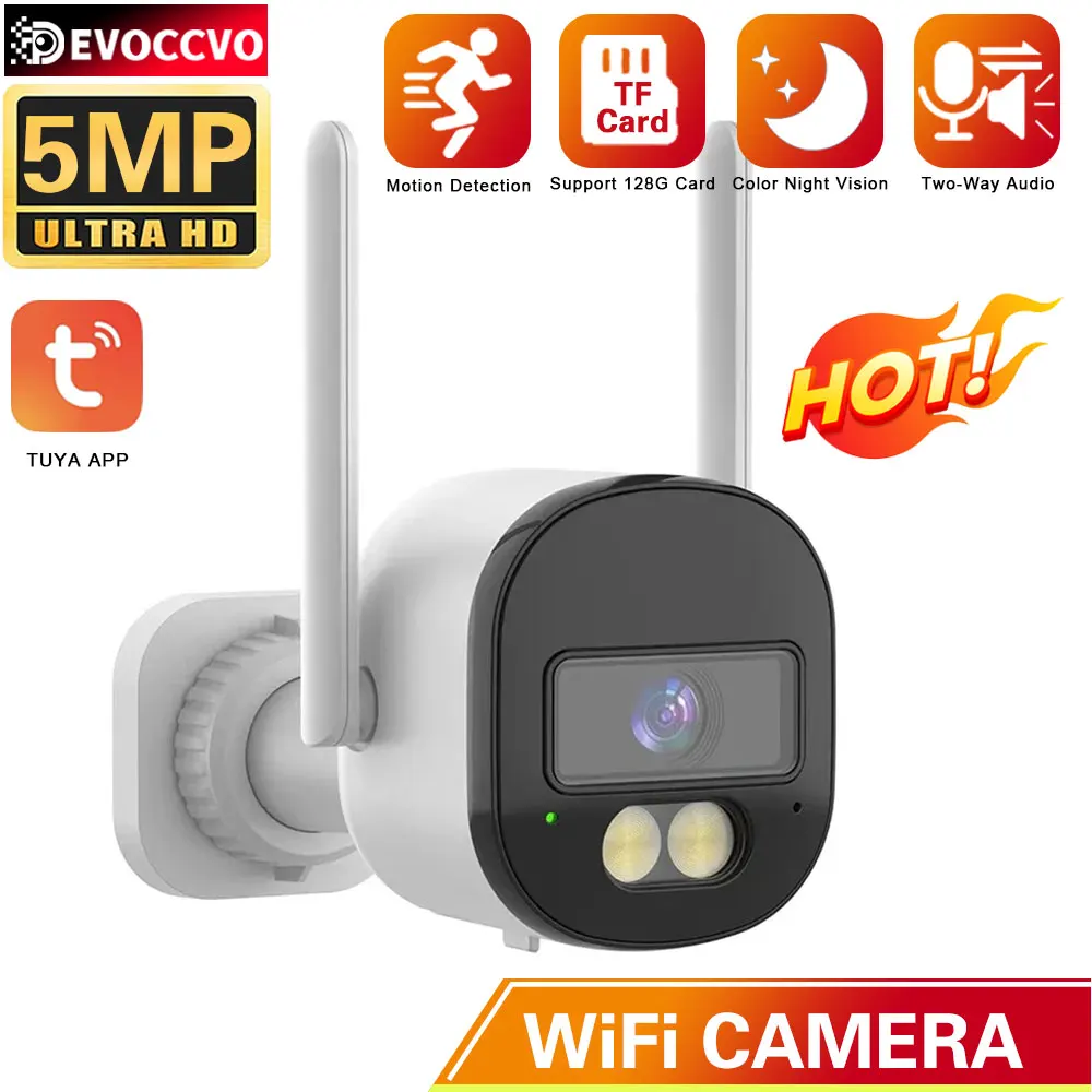 

Tuya 5MP HD Wifi Cameras Bullet Camera PIR Motion Detection IR Colorful Night Vision Work With Smart Home Ootdoor&Indoor Monitor