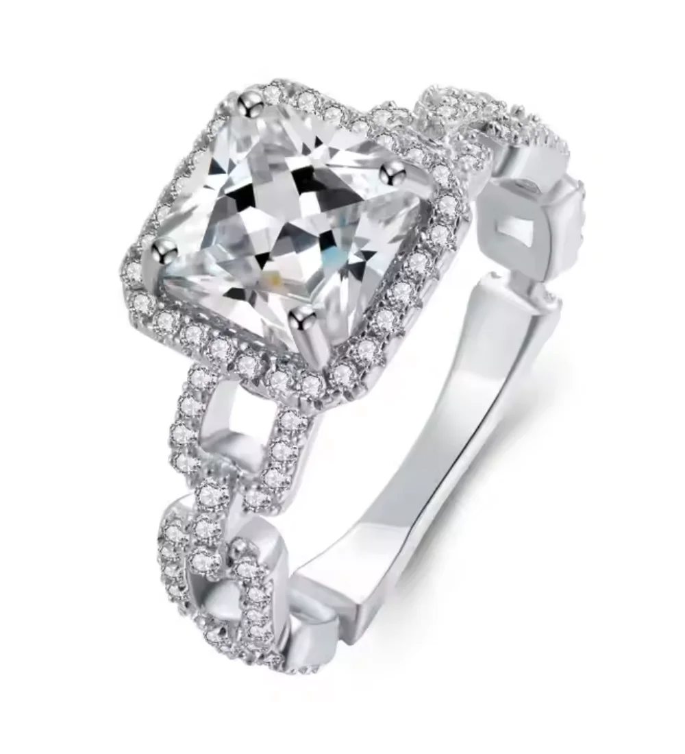 

Wholesale Moissanite diamond S925 Silver Sterling white gold plated new design engagement ring Jewelry for Women