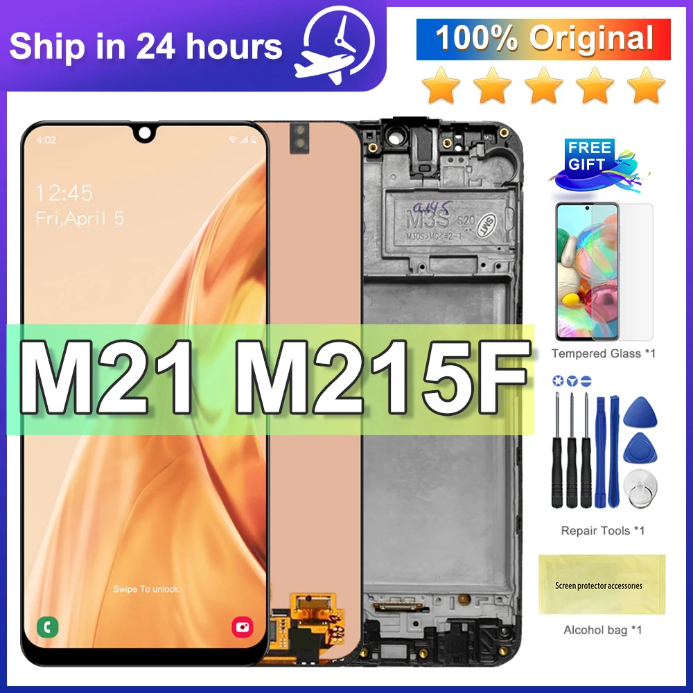 

100% Test AMOLED 6.4" display For Samsung Galaxy M21 M215F LCD Display With Touch Screen Digitizer M215F/DS LCD Assembly