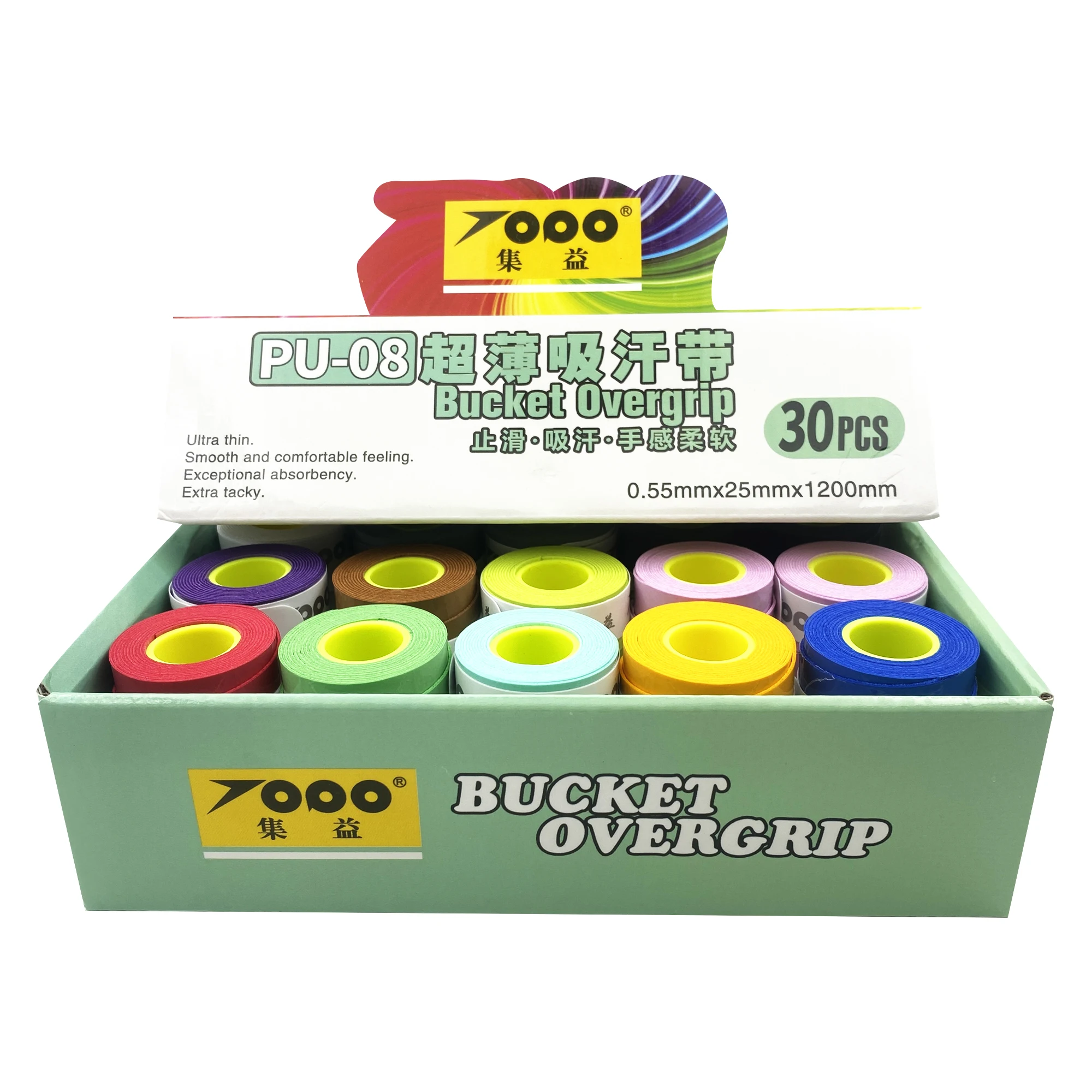 Anti-Slip 30 pcs/box 0.55mm Ultra-Thin Tennis Badminton Golf Overgrip Racket Grip Tape Bicycle Handles Fishing Rods Sweat Bands