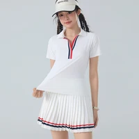 Ensemble jupe-short plissée à manches courtes pour femme, séchage rapide, respirant, pour le tennis, le golf, la course et l'entraînement sportif 5